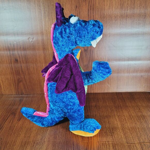 Dragon Plush Fantasy Colorful Iridescent Crinkle Wings Spikes Stuffed Animal - Picture 6 of 9